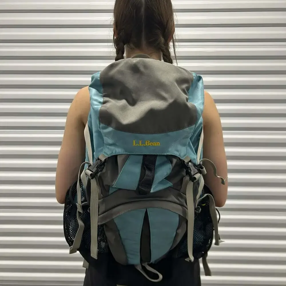 L.L.Bean Bigelow H2O Technical Hiking Backpack Blue Gray Hydration Y2K